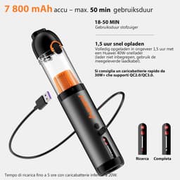 Handstofzuiger Draadloos 30000Pa – 4-in-1 Auto Stofzuiger – 7800mAh – 50 Min Gebruiksduur – USB-C — thumbnail 2