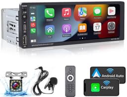 Autoradio Universeel - 9 Inch HD Touchscreen - Apple Carplay & Android Auto (Draadloos) - Bluetooth, USB, USB-C & MP5 - AHD Achteruitrijcamera, Stuurwieladapter & Externe Microfoon — thumbnail 1