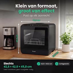 Compacte Vaatwasser - Mini Vaatwasser - Kleine Keukens - App Bediening - 42.5 cm - Zwart — thumbnail 3