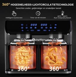 Scheffler heteluchtfriteuse met 2 compartimenten, 9 liter inhoud, 8 programma's, Dual Cook & Sync Finish — thumbnail 5