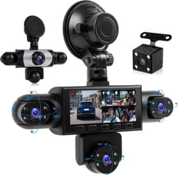 360° Dashcam voor Auto, 5 Camera's 1080P met 3-inch Scherm, voor-, achter-, binnen- en zijcamera's, Loop-opname, Nachtzicht, Bewegingsdetectie, 24-uurs Parkeermodus en Achteruitrijhulp — thumbnail 1
