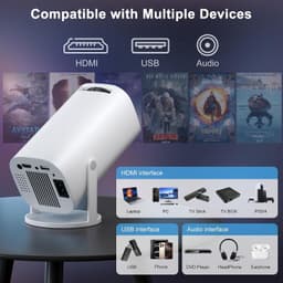4K, Full HD, 1080p, draagbare projector met WiFi 6 en Bluetooth 5.4, autokeystone en handmatige scherpstelling, 180° draaibaar, compatibel met iOS/Android/HDMI/TV Stick/laptop/pc — thumbnail 3