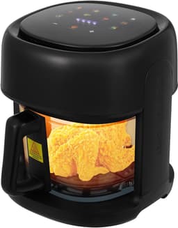 Heteluchtfriteuse met kijkvenster, 3,3 liter, temperatuurbereik, LCD 80-190 °C, compacte friteuse zonder olie, voor cake, kippenvleugels, vis, vlees (zwart) — thumbnail 1