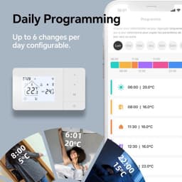 Wifi-thermostaat met 2 draden, besturing voor de gasketel, -thermostaat dagelijks programmeerbaar, compatibel met spraakbesturing van Google en.W506 3A — thumbnail 3