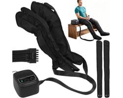 Professionele Luchtdruk Beenmassager – 6 Luchtkamers, 6 Massagemodi, 30-260 mmHg – Herstel & Ontspanning voor Sporters, Revalidatie & Dagelijks Gebruik Zwart