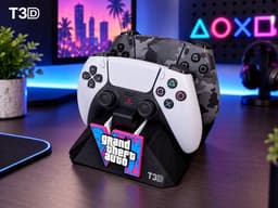 T3D GTA 6 Controller & Charching Dock Behuizing - Geschikt voor PS5 DualSense – ps5 controller Standaard – Zwart — thumbnail 1