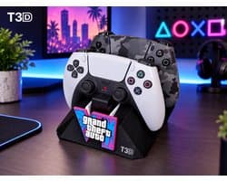 T3D GTA 6 Controller & Charching Dock Behuizing - Geschikt voor PS5 DualSense – ps5 controller Standaard – Zwart