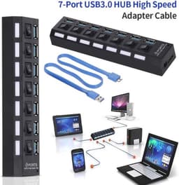 7-poorts USB-hub - USB-splitter en poortuitbreider - Meer aansluitingen creëren - Individuele AAN/UIT-schakelaars - 16.5 cm - Zwart — thumbnail 1