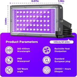 OUYLAF Blacklight - blacklight verlichting - Blacklight UV Lamp Discolamp Neon - UV Lamp - 50W - Neon - Discolamp - Disco Licht — thumbnail 5