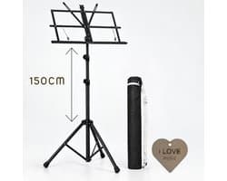 Specter Professionele Extra Hoge Lessenaar tot 150 cm – Opklapbare Muziekstandaard voor Bladmuziek – Met Draagtas & Specter Sleutelhanger