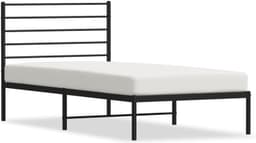 Bedframe met hoofdeinde, metaal, zwart, 90 x 200 cm, bedframe voor woonkamer, slaapkamer, hotelbedframe, geschikt voor slaapkamer — thumbnail 5