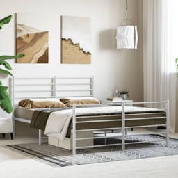Bedframe met hoofd- en voeteneinde, metaal, wit, 120 x 200 cm, hotelbedframe, bedframe voor woonkamer, slaapkamer, geschikt voor slaapkamer — thumbnail 3