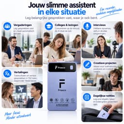 Frasco AI Voice Recorder Pro - Spraakrecorder naar Tekst in 152 Talen incl. Nederlands - 64GB Opslag - 40 Uur Opnametijd - Dictafoon voor Vergaderingen, Colleges & Interviews - Incl. Magnetische Hoes — thumbnail 5