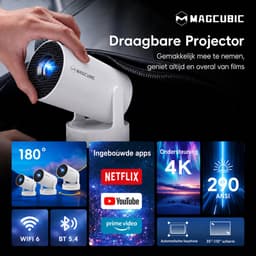 Magcubic® HY300PRO+ Beamer Mini Smart Projector –4K Draagbare Beamers-Native Full HD - 290 ANSI Lumen Home Cinema- iOS&Android 14 Laserprojector Thuisbioscoop- Auto Keystone-Google Playstore&Netflix– WiFi 6 & Bluetooth 5.4-Upgrade New Model — thumbnail 3