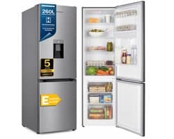 Heinner HC-HM260XWDE++ Koel-vriescombinatie met Waterdispenser RVS 260 L – Vrijstaand – Instelbare Thermostaat – Omkeerbare Deur – 5 Jaar Garantie