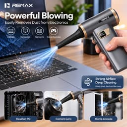 CL CHLIN REMAX 3-in-1 Air Duster & Turbo Fan – Draadloze Luchtblazer, Handstofzuiger en Luchtpomp – 180.000 RPM – 8000 mAh – 100W — thumbnail 4