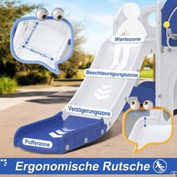 8-in-1 kinderglijbaan voor peuters jaar, binnen en buiten, vrijstaande glijbaan van HDPE en PP, met klimladder, tunnel, opbergruimte, basketbalkorf en speeltelescoop, tot 50 kg — thumbnail 3