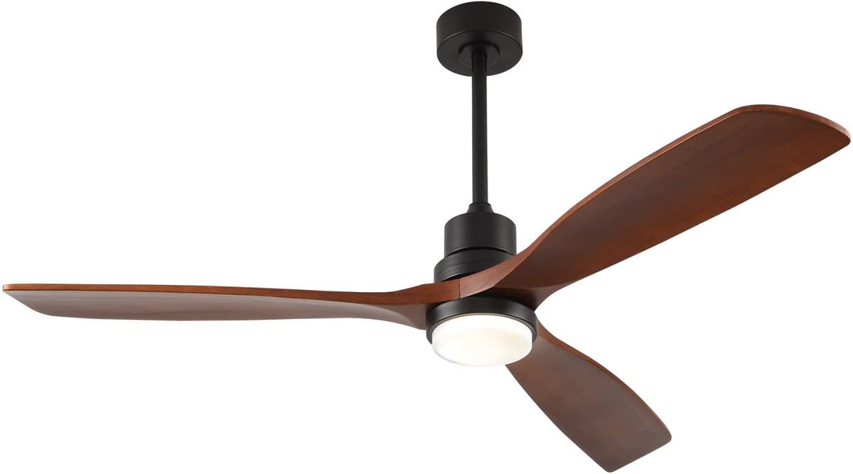 Plafondventilator Met Verlichting 60 Inch – 3 Bladen – Dimbare Led Met 3 Kleurtemperaturen – Massief Hout – Walnoot Zwart – Afstandsbediening — afbeelding 1