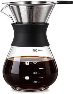 Pour Over Koffiezetapparaat 400 ml – Slow Coffee Maker met Herbruikbaar RVS Koffiefilter – Glazen Koffiekan – Handmatige Dripper voor Filterkoffie — thumbnail 1