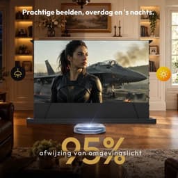 4K UHD Laser TV Beamer, 92 Inch Vrijstaand Uittrekbaar Elektrisch Scherm, ALR CLR, Mobiel Draagbaar Thuisbioscoop voor Ultra-Korte Projector — thumbnail 3