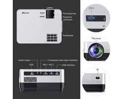 Beamer Draagbaar - 1080P Full HD WiFi Bluetooth - 7.500 Lumen LCD - Voor Thuisbioscoop En Feest