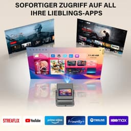 Beamer Smart Met Touchscreen - 1100 ANSI Lumen - Native 1080p Full HD - Grijs - Voor Thuisbioscoop En Outdoor — thumbnail 3