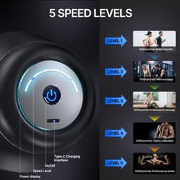 Massagepistool, massagepistool, 4-koppen, 5 modi, verstelbare mini-diepweefselmassager voor rug, nek en benen en het hele lichaam, elektrisch handmassageapparaat voor spiermassage — thumbnail 3