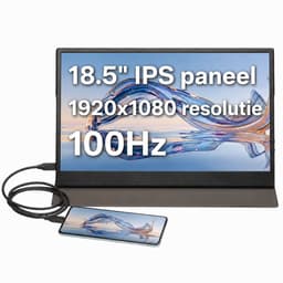 Denver Portable Monitor 18.5 inch - Full HD - Draagbare Monitor - Lederen Hoes - HDMI/USB-C - PMO18501 - Grijs — thumbnail 1