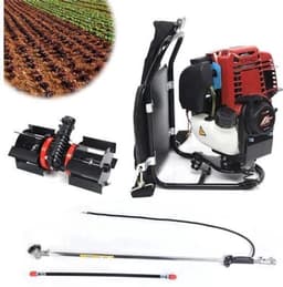 Benzine Grastrimmer - Grasmaaier - Bosmaaier - Kantenmaaier - Tuingereedschap - 35.4CC - 4-Takt 1KW, 4500-8500RPM – Rugzakmodel in Zwart/Rood — thumbnail 2