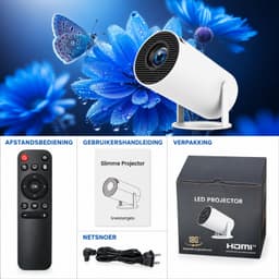Mini Beamer met Android 11 – WiFi 6 & Bluetooth 5.0 – Netflix – 180° Draaibaar – Automatische Keystone – 1280x720 – 4K/1080p Ondersteuning — thumbnail 3