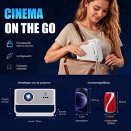 Draagbare Beamer 450 ANSI Lumen - WiFi 6 Android TV - 3840 x 2160 Resolutie - LED - Wit-grijs - Voor Thuisbioscoop — thumbnail 4