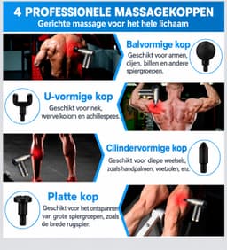 Mini Massage Gun – 6 Snelheden & 4 Massagekoppen | LCD Display | Ultrastil | Spierpijnverlichting | Draagbaa — thumbnail 4