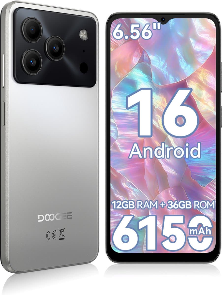 DOOGEE Note 56 Lite Smartphone - 6,56 Inch - 12GB(3+9) RAM - 32GB ROM - 6150 mAh - Android 16 - Met 3,5 mm hoofdtelefoonaansluiting - Zilver — afbeelding 1