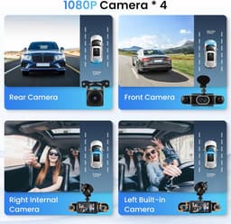 SnelShoppen - 2K Auto Dash Cam 360° met 5 GHz WiFi, 4 Camera's, 8 IR Nachtzicht, 3 Inch IPS Touchscreen, G-sensor, Parkeermonitor, Achteruitrijhulp — thumbnail 5