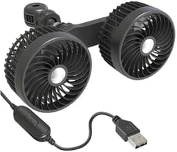 LISM-Ventilator met twee koppen Geschikt voor in de auto, USB-oplaadpoort, drie standen: stil, krachtige luchtstroom en 360° draaibaar. — thumbnail 1