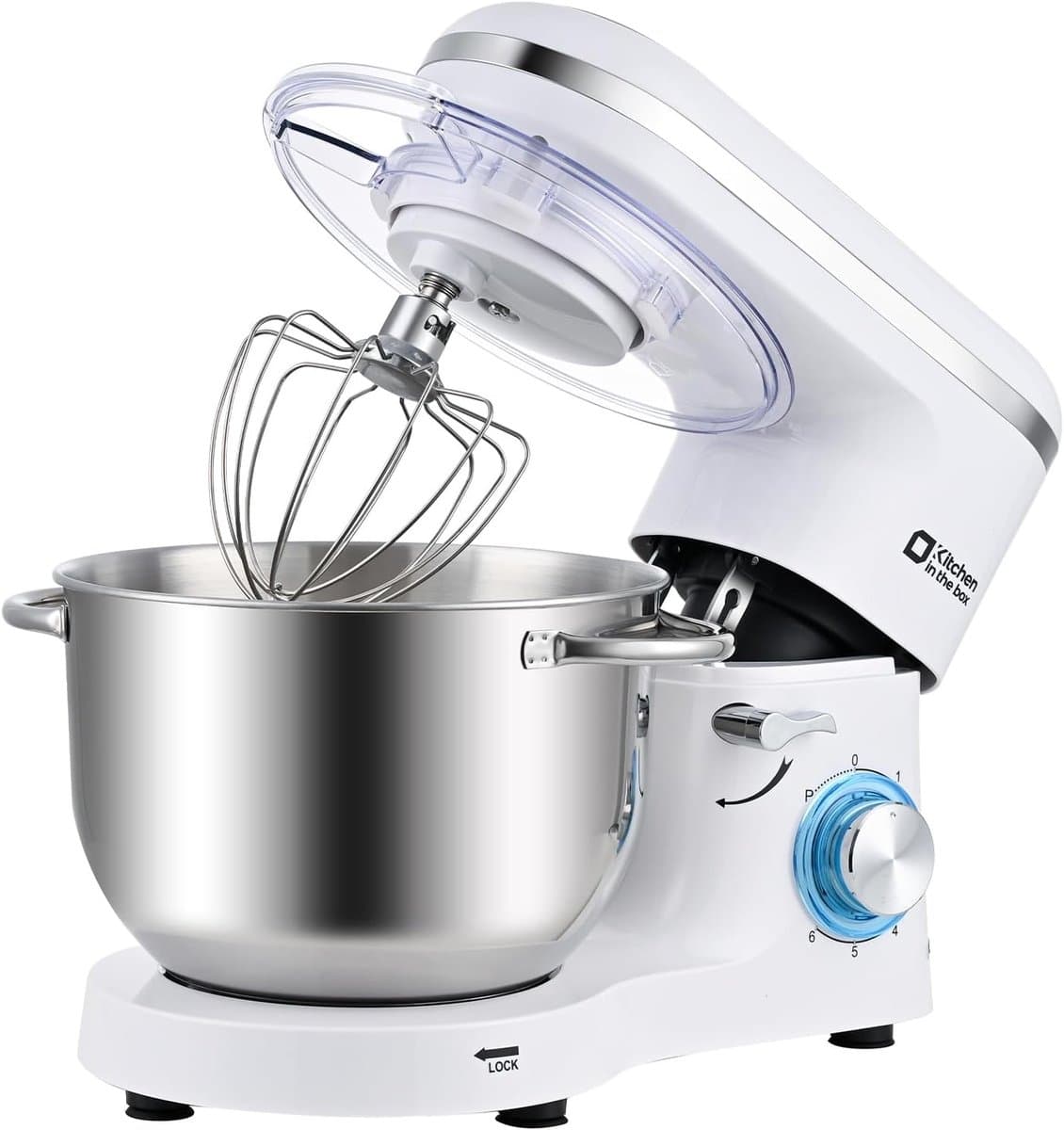 SnelShoppen - Keukenmachine 6,2 L Staande Mixer 1400W - Deegmixer met Planetaire Mengtechniek, Menghaak, Deeghaak, Garde - Wit, Perfect voor Keuken, B — afbeelding 1