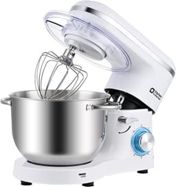 SnelShoppen - Keukenmachine 6,2 L Staande Mixer 1400W - Deegmixer met Planetaire Mengtechniek, Menghaak, Deeghaak, Garde - Wit, Perfect voor Keuken, B — thumbnail 1