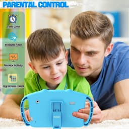 SnelShoppen - Kids Tablet 7 Inch Android met WiFi, Quad Core, 2GB RAM, 32GB ROM, Kindvriendelijke Siliconen Hoes, Voor Kinderen van 3 tot 14 Jaar, Bla — thumbnail 3