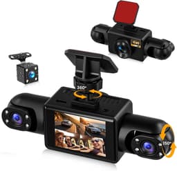 SnelShoppen - 4-kanaals dashcam auto 1080p met 360° rondom zicht, wifi, IR-nachtzicht, G-sensor, WDR, 2 inch display voor optimale verkeersveiligheid — thumbnail 1