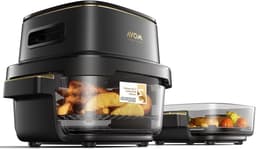 Heteluchtfriteuse - Airfryer - Gezond Koken - Volledig glazen interieur - 65 Liter - Zwart — thumbnail 1