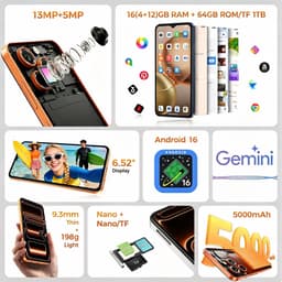 OUKITEL C17 Smartphones 4G-Android16-16 RAM-64 ROM/1TB-6.52 inch HD-5000mAh-13MP camera — thumbnail 2