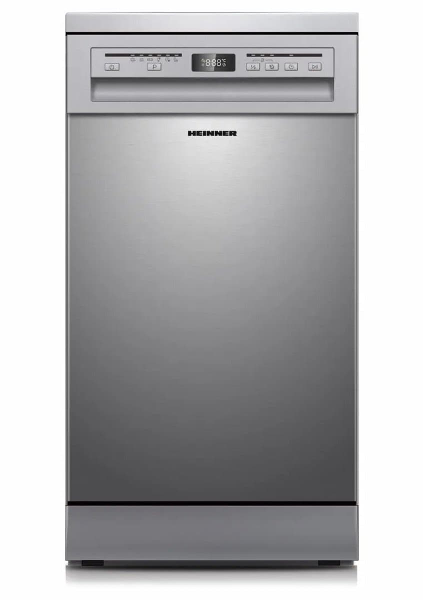 Heinner HDW-FSM45609DXE++ Vrijstaande Vaatwasser – 9 Couverts – 6 Programma’s – Digitaal Display – Halve Belading – Extra Drogen – Startuitstel – AquaStop – Kinderslot – 45 cm – RVS – 5 Jaar Garantie — afbeelding 1