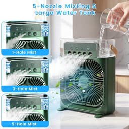 Casalora Portable Aircooler - Airco Zonder Afvoerslang - Tafelventilator -Luchtkoeler 4-in-1 -3 windsnelheden met 600ml Watertank - Groen — thumbnail 5