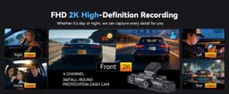 AZDome M350 4CH 360 graden dashcam voor auto - Twee interieur camera's en achtercamera - 2K + 3x Full HD resolutie - Wifi en GPS - Night vision - Parkeerbeveiliging - 64gb Micro SD kaart - 3,0 inch LCD scherm - 170 + 170 + 150 + 150 graden kijkhoek — thumbnail 3