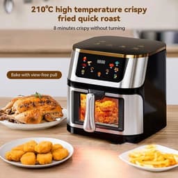 Airfryer - XXL – Heteluchtfriteuse – 2400W/2800W – 12L - RVS & Touchscreen – Multifunctionele Elektrische Friteuse - Olievrij Frituren - Zwart — thumbnail 3