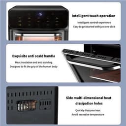 Heteluchtfriteuse – Airfryer - Airfryer Oven - 12L - 1350W - LED Touchscreen - Olievrije Heteluchtfriteuse - Multifunctioneel Convectoroven - Kijkvenster - Grote Capaciteit - Zwart — thumbnail 2