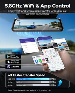 Dashcam voor auto - Zwart - 12 inch - Spiegel met 4K + 2.5K camera’s en GPS - Voor optimale beveiliging en nachtzicht — thumbnail 3