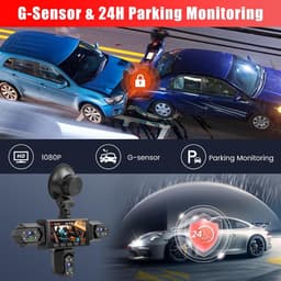 Dashcam voor auto - Zwart - 3,16 inch IPS-display - 5 Camera's met Nachtzicht en 64 GB SD-kaart - Voor Particuliere Chauffeurs — thumbnail 4