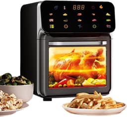 Heteluchtfriteuse Oven - Combi Apparaat - Gezinsmaaltijden Bereiden - Dubbele Zone Functionaliteit - 15 Liter - Zwart — thumbnail 1
