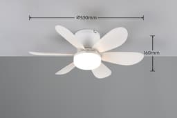 Fantiluxe - Alva - Plafondventilator met verlichting - Wit - Ø53cm - Afstandsbediening - Met lamp - Plafond ventilator - Slaapkamer — thumbnail 2